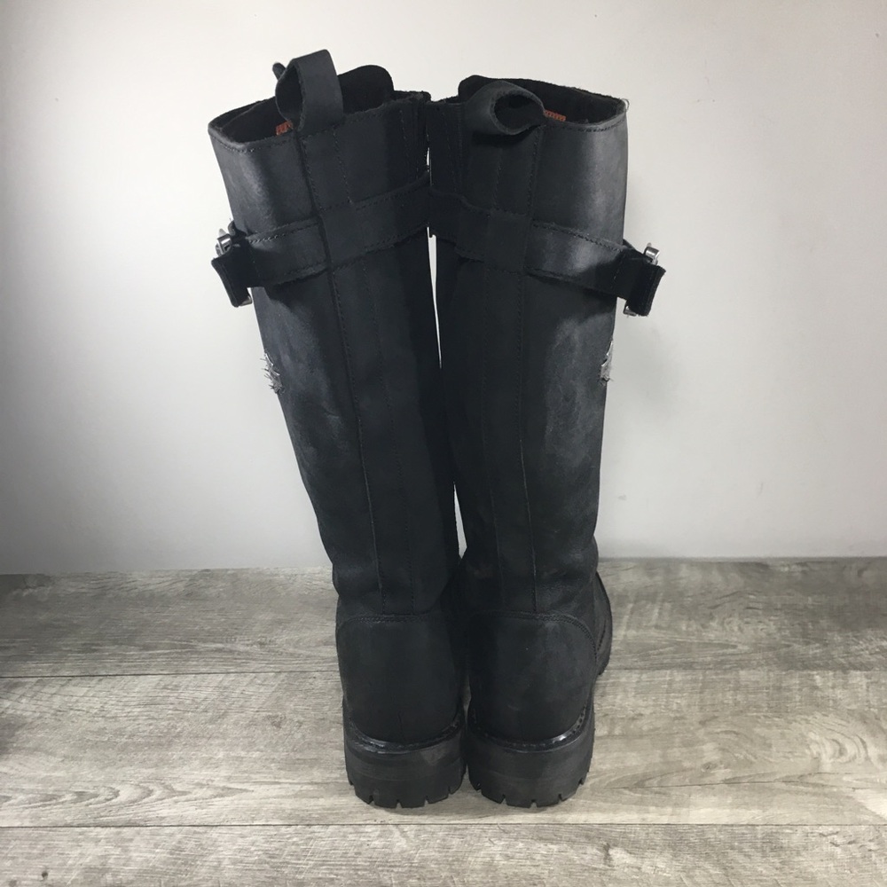 Women's HARLEY DAVIDSON Motorcycle D81489 Savannah Black Leather Boots Size 10 - Picture 7 of 11